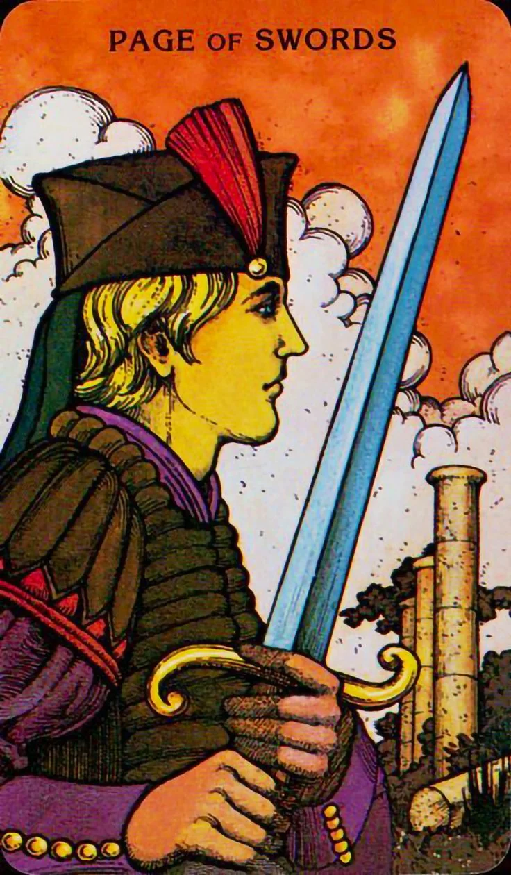 Page of Swords card from the Morgan-Greer Tarot deck