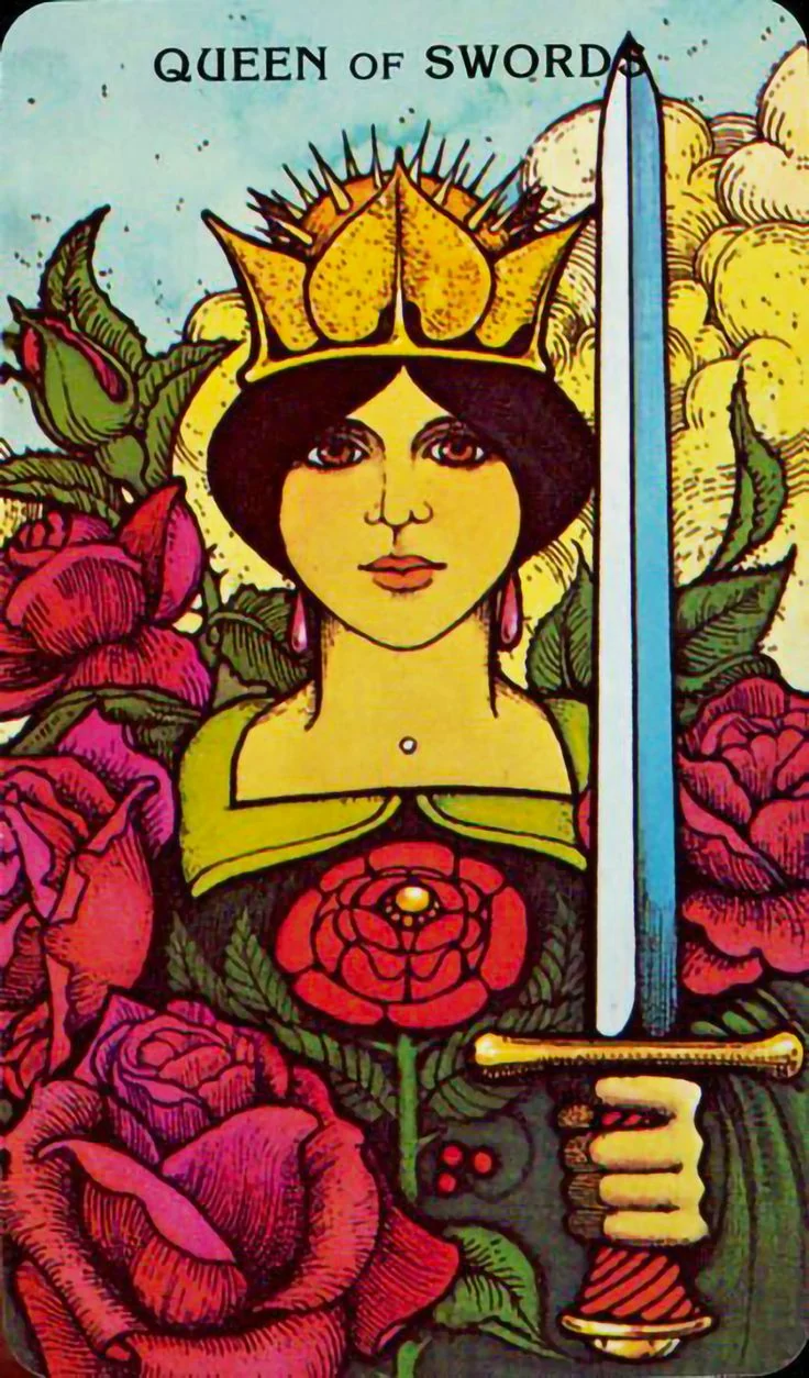 Queen of Swords - Morgan-Greer Tarot card Queen of Swords card from the Morgan-Greer Tarot deck