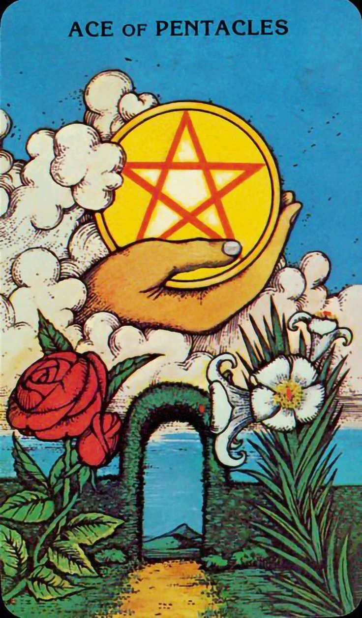 Ace of Pentacles card from the Morgan-Greer Tarot deck