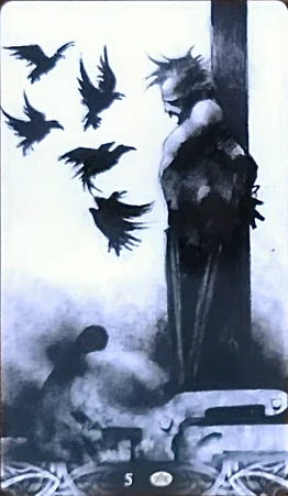Five of Pentacles - Murder of Crows Tarot - Corrado Roi