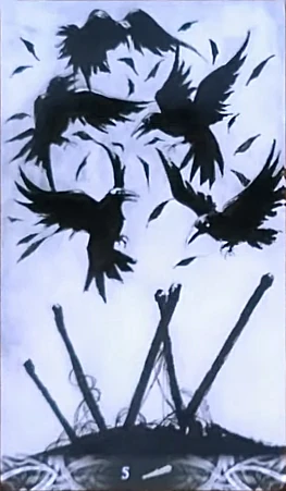 Five of Wands - Murder of Crows Tarot - Corrado Roi