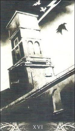 The Tower card from Murder of Crows Tarot
