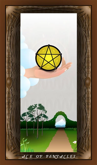 Ace of Pentacles card from Mutation Tarot by Mario Rosa