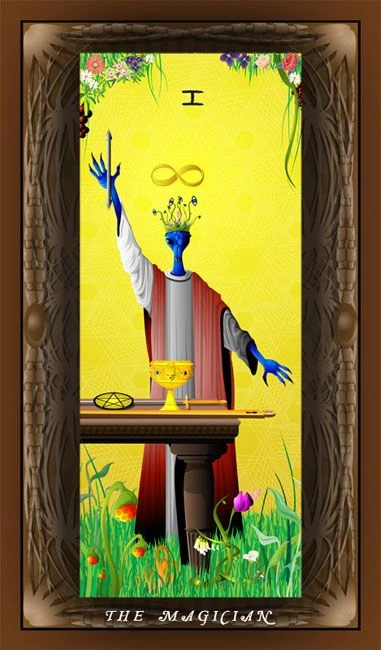 The Magician card from Mutation Tarot by Mario Rosa