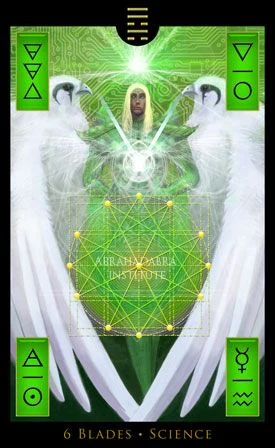 Six of Blades — Science - Mutational Alchemy Tarot - m1thr0s and Izi Ningishzidda