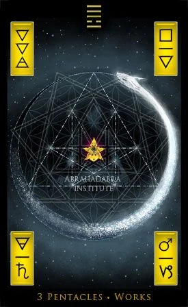 Three of Pentacles — Works - Mutational Alchemy Tarot - m1thr0s and Izi Ningishzidda
