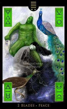 Two of Blades — Peace - Mutational Alchemy Tarot - m1thr0s and Izi Ningishzidda