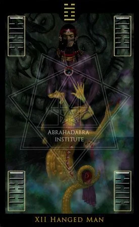 XII The Hanged Man - Mutational Alchemy Tarot - m1thr0s and Izi Ningishzidda