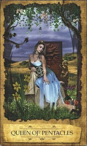 Queen of Pentacles from the Mystic Dreamer Tarot by Heidi Darras and Barbara Moore