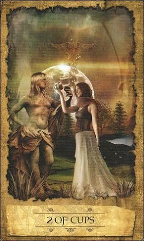 Two of Cups from the Mystic Dreamer Tarot by Heidi Darras and Barbara Moore