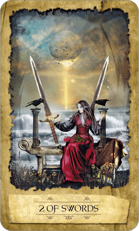 Two of Swords - Mystic Dreamer Tarot - Tarot Deck by Heidi Darras, companion text by Barbara Moore