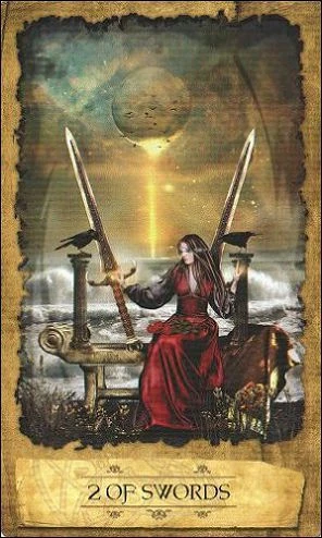 Two of Swords from the Mystic Dreamer Tarot by Heidi Darras and Barbara Moore