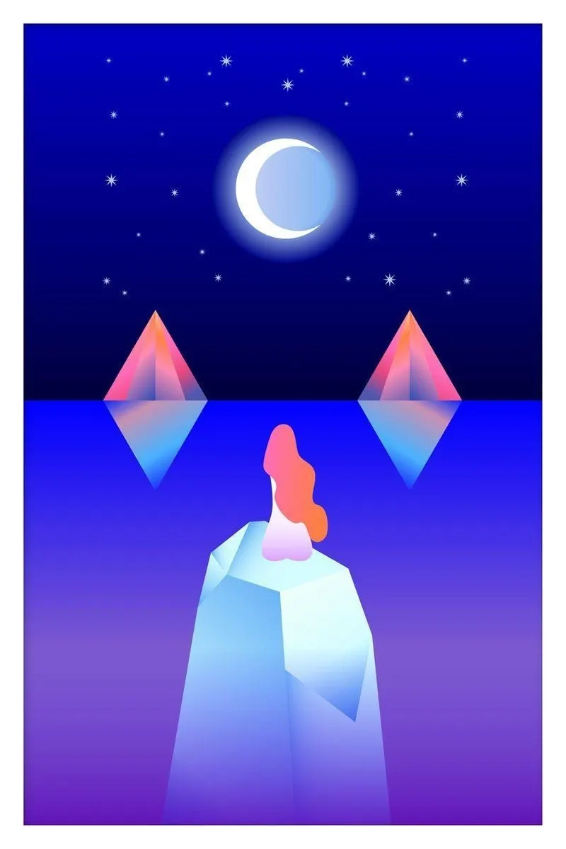 The Moon card from the Mystic Mondays Tarot deck