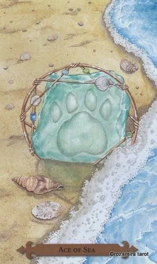 Ace of Sea — Mystical Cats Tarot by Lunaea Weatherstone, art by Mickie Mueller