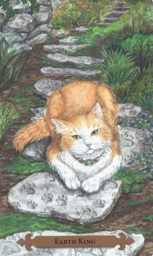 Earth King — Mystical Cats Tarot by Lunaea Weatherstone, art by Mickie Mueller