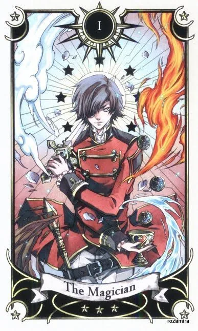 The Magician card from the Mystical Manga Tarot deck