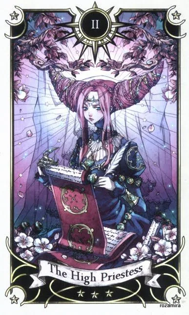 The High Priestess card from the Mystical Manga Tarot deck