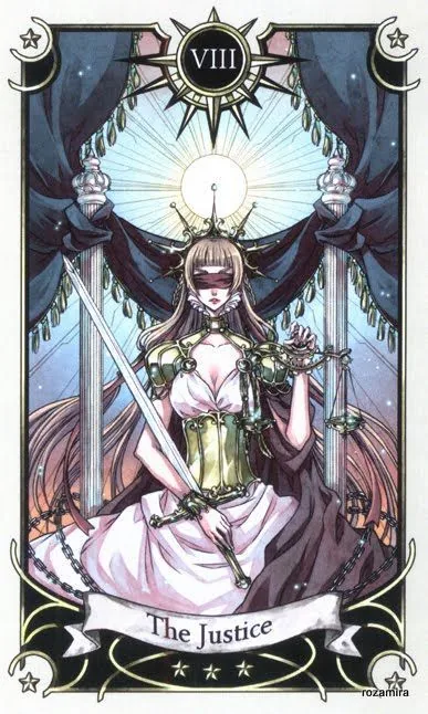 Justice card from the Mystical Manga Tarot deck