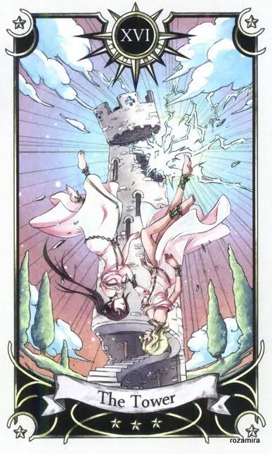 The Tower card from the Mystical Manga Tarot deck