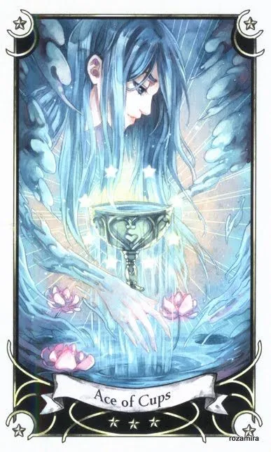 Ace of Cups card from the Mystical Manga Tarot deck