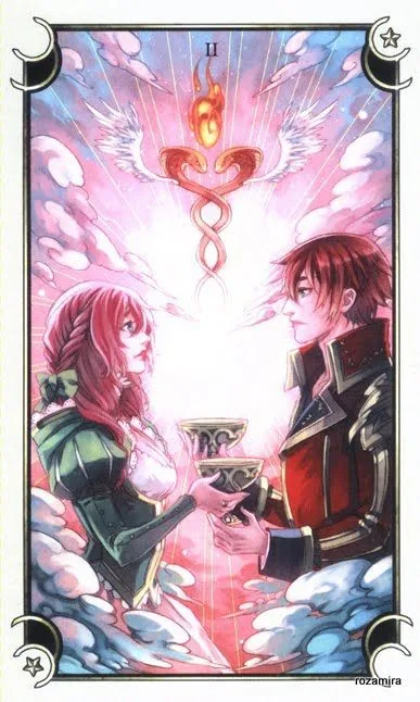 Two of Cups card from the Mystical Manga Tarot deck