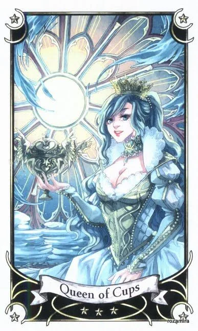 Queen of Cups card from the Mystical Manga Tarot deck