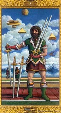 5 of Swords - Mystical Tarot - Tarot Deck by Luigi Costa