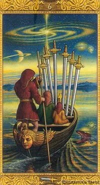 6 of Swords - Mystical Tarot - Tarot Deck by Luigi Costa
