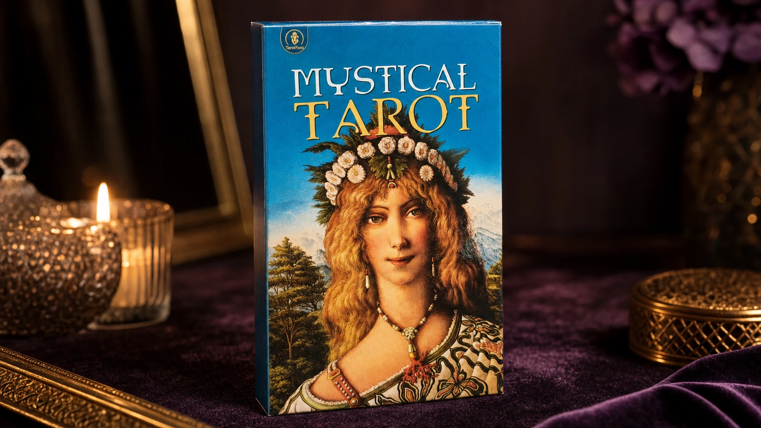 Mystical Tarot deck product box lifestyle photo