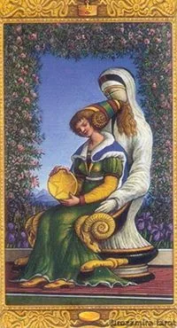 Queen of Coins - Mystical Tarot - Tarot Deck by Luigi Costa
