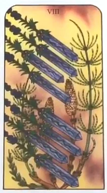 Eight of Wands from Nature Spirit Tarot by Jean Marie Herzel