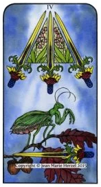 Four of Swords from Nature Spirit Tarot by Jean Marie Herzel