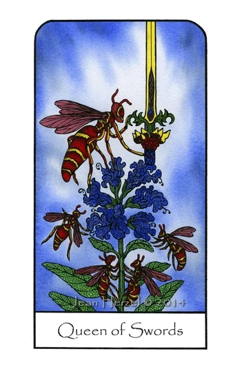 Queen of Swords from Nature Spirit Tarot by Jean Marie Herzel