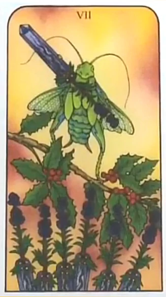 Seven of Wands from Nature Spirit Tarot by Jean Marie Herzel