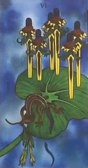 Six of Swords from Nature Spirit Tarot by Jean Marie Herzel