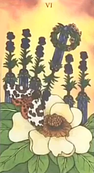Six of Wands from Nature Spirit Tarot by Jean Marie Herzel