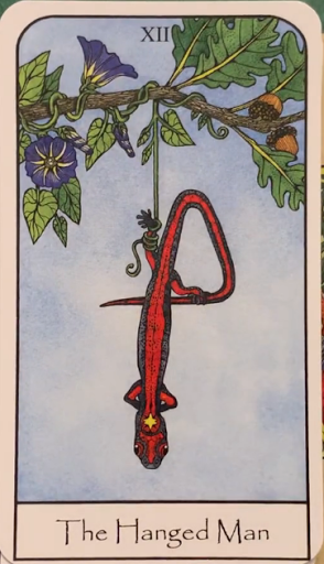 The Hanged Man from Nature Spirit Tarot by Jean Marie Herzel The Hanged Man from Nature Spirit Tarot by Jean Marie Herzel