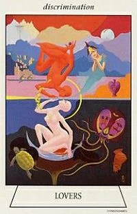 Lovers card from the Navigators Tarot of the Mystic Sea deck