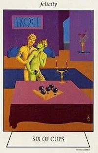 Six of Cups card from the Navigators Tarot of the Mystic Sea deck