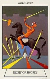 Eight of Swords card from the Navigators Tarot of the Mystic Sea deck