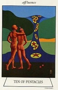 Ten of Pentacles card from the Navigators Tarot of the Mystic Sea deck