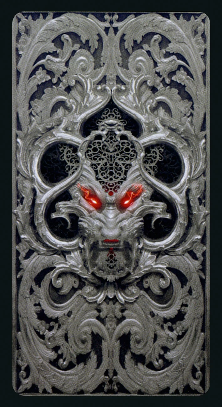 Official reversible card back of XIII Tarot by Nekro