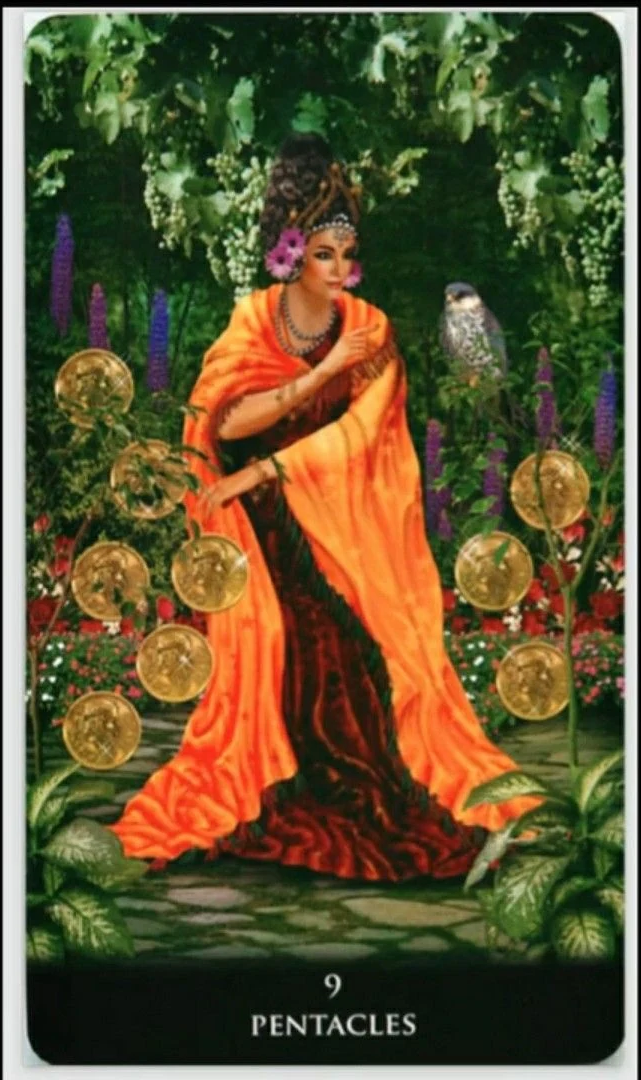 Nine of Pentacles - New Babylonian Tarot - Roxana Paul