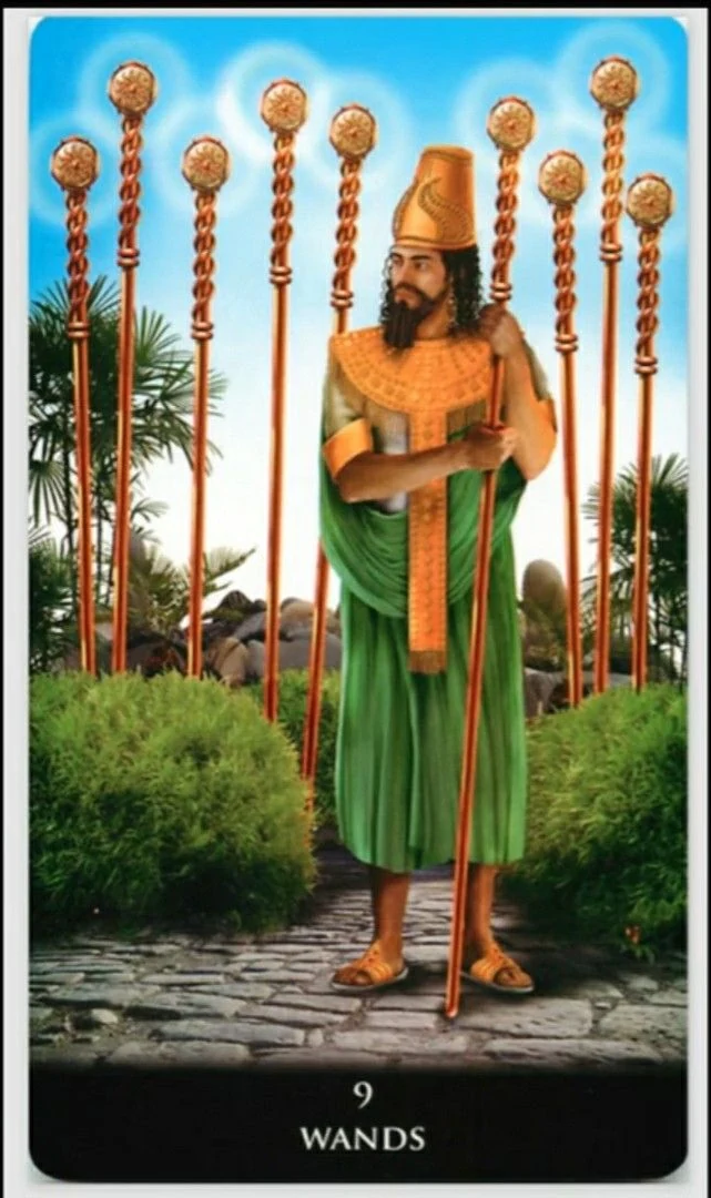 Nine of Wands - New Babylonian Tarot - Roxana Paul