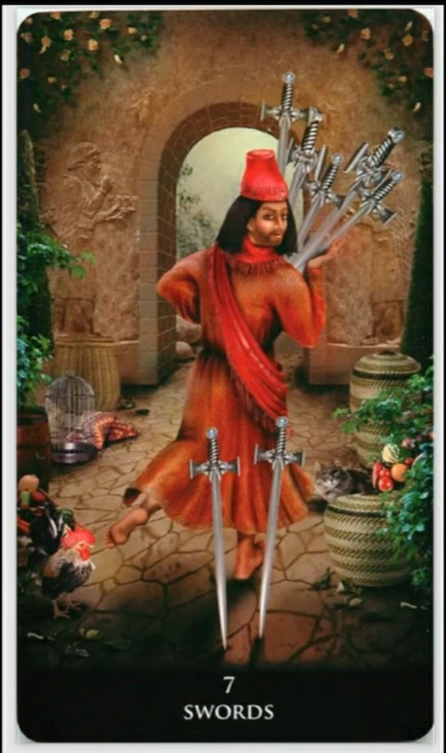 Seven of Swords - New Babylonian Tarot - Roxana Paul