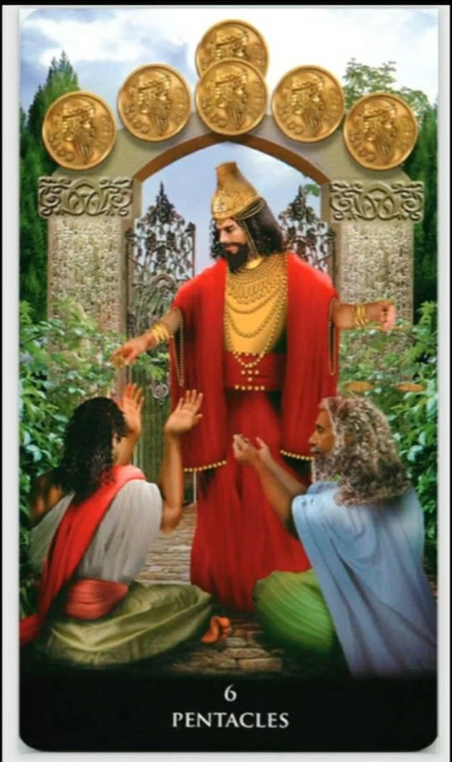 Six of Pentacles - New Babylonian Tarot - Roxana Paul