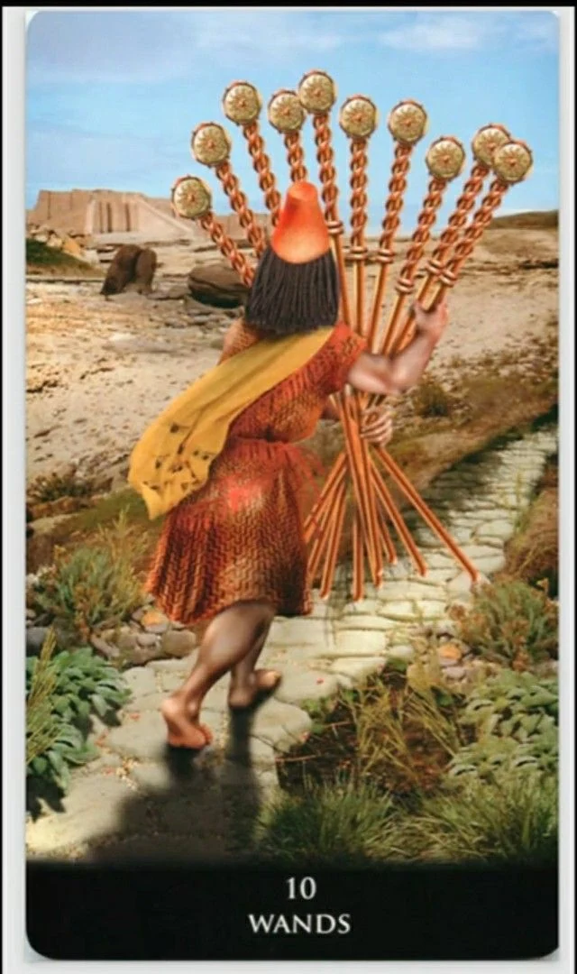 Ten of Wands - New Babylonian Tarot - Roxana Paul