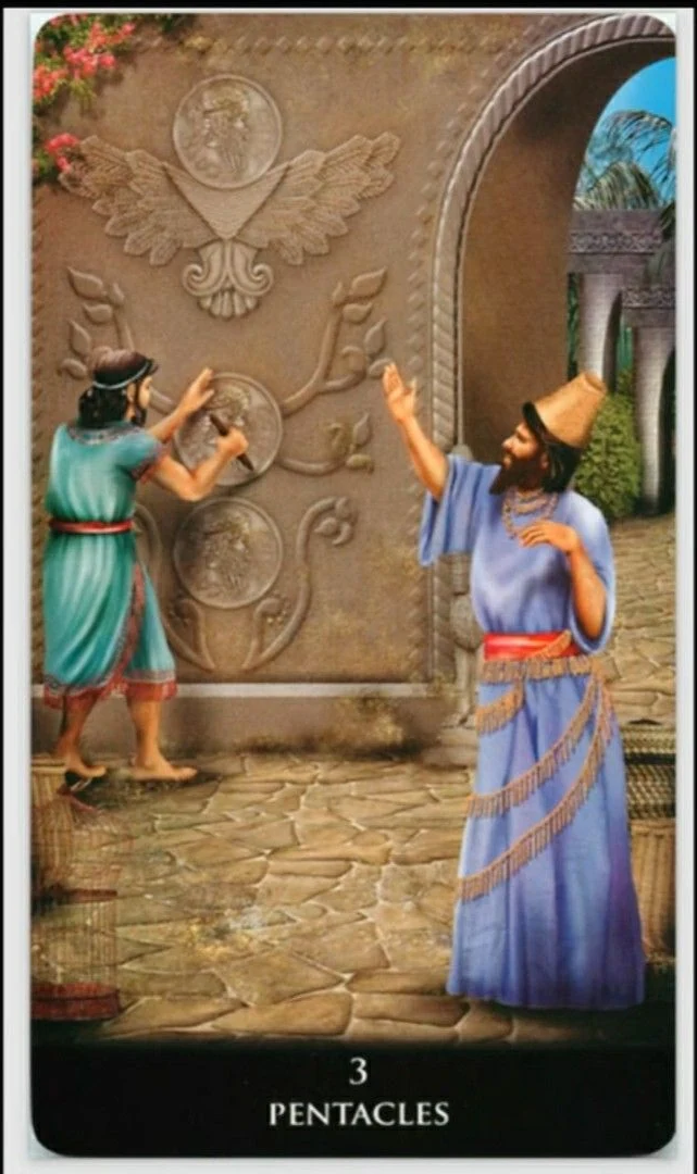 Three of Pentacles - New Babylonian Tarot - Roxana Paul