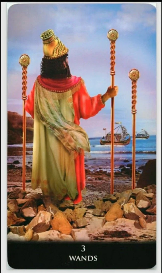 Three of Wands - New Babylonian Tarot - Roxana Paul
