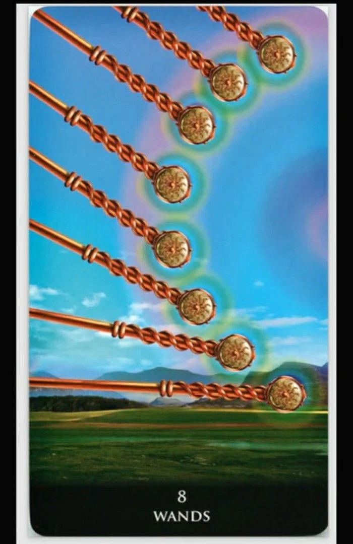Eight of Wands - New Babylonian Tarot - Roxana Paul